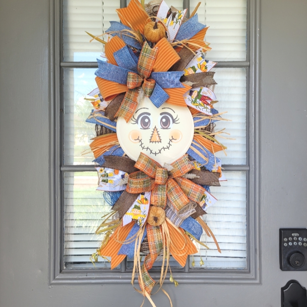 Fall Swag Wreath, Scarecrow Wreath, Fall Wreath for door, Fall Door Decor
